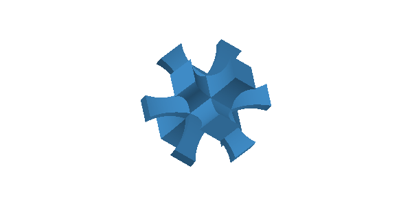 A solid lattice tile with branching arms